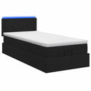 Ottoman seng med madras og LED Sort 100 x 200 cm Stof