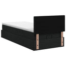 Ottoman seng med madras og LED Sort 100 x 200 cm Stof