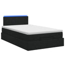 Ottoman seng med madras og LED Sort 120 x 190 cm Stof