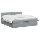 Ottoman seng med madras og LED Lysegrå 140 x 200 cm Stof