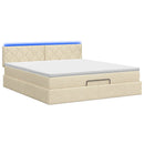Ottoman seng med madras og LED Cremefarvet 180 x 200 cm Stof
