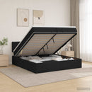 Ottoman seng med madras og LED Sort 200 x 200 cm Stof