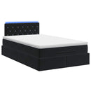 Ottoman seng med madras og LED Sort 120 x 200 cm Velour
