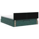 Ottoman seng med madras og LED Mørkegrøn 140 x 190 cm Velour