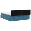 Ottoman seng med madras og LED Mørkeblå 160 x 200 cm Velour