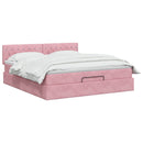Ottoman seng med madras og LED Lyserød 160 x 200 cm Velour