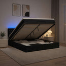 Ottoman seng med madras og LED Sort 140 x 200 cm Velour