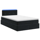 Ottoman seng med madras og LED Sort 120 x 200 cm Velour