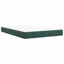 Ottoman seng med madras og LED Mørkegrøn 140 x 200 cm Velour