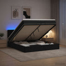 Ottoman seng med madras og LED Sort 200 x 200 cm Velour