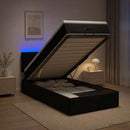 Ottoman seng med madras og LED Sort 100 x 200 cm Velour