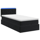 Ottoman seng med madras og LED Sort 90 x 190 cm Velour