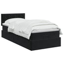 Ottoman seng med madras og LED Sort 90 x 190 cm Velour