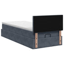 Ottoman seng med madras og LED Mørkegrå 100 x 200 cm Velour