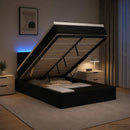 Ottoman seng med madras og LED Sort 120 x 200 cm Velour