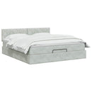 Ottoman seng med madras og LED Lysegrå 140 x 190 cm Velour