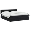 Ottoman seng med madras og LED Sort 140 x 200 cm Velour