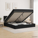 Ottoman seng med madras og LED Sort 180 x 200 cm Velour