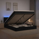 Ottoman seng med madras og LED Sort 140 x 200 cm Velour