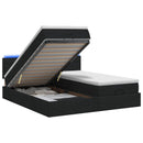 Ottoman seng med madras og LED Sort 160 x 200 cm Stof