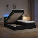 Ottoman seng med madras og LED Sort 160 x 200 cm Stof