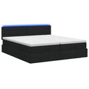 Ottoman seng med madras og LED Sort 180 x 200 cm Stof
