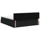 Ottoman seng med madras og LED Sort 180 x 200 cm Stof