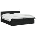 Ottoman seng med madras og LED Sort 180 x 200 cm Stof