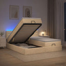 Ottoman seng med madras og LED Cremefarvet 180 x 200 cm Stof