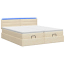 Ottoman seng med madras og LED Cremefarvet 180 x 200 cm Stof