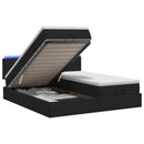 Ottoman seng med madras og LED Sort 160 x 200 cm Stof