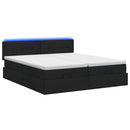Ottoman seng med madras og LED Sort 160 x 200 cm Stof