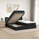 Ottoman seng med madras og LED Sort 160 x 200 cm Stof