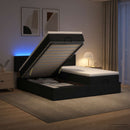 Ottoman seng med madras og LED Sort 180 x 200 cm Stof