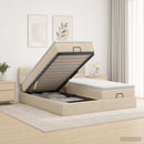 Ottoman seng med madras og LED Cremefarvet 180 x 200 cm Stof