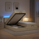 Ottoman seng med madras og LED Cremefarvet 180 x 200 cm Stof