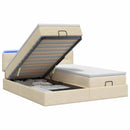 Ottoman seng med madras og LED Cremefarvet 180 x 200 cm Stof