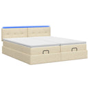 Ottoman seng med madras og LED Cremefarvet 180 x 200 cm Stof