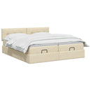 Ottoman seng med madras og LED Cremefarvet 200 x 200 cm Stof