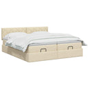 Ottoman seng med madras og LED Cremefarvet 180 x 200 cm Stof