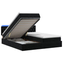 Ottoman seng med madras og LED Sort 200 x 200 cm Velour
