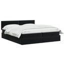 Ottoman seng med madras og LED Sort 160 x 200 cm Velour