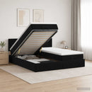 Ottoman seng med madras og LED Sort 200 x 200 cm Velour
