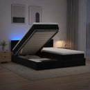 Ottoman seng med madras og LED Sort 200 x 200 cm Velour