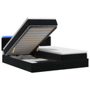 Ottoman seng med madras og LED Sort 200 x 200 cm Velour