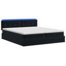 Ottoman seng med madras og LED Sort 200 x 200 cm Velour