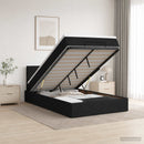 Ottoman seng med madras og LED Sort 120 x 200 cm Stof