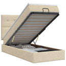 Ottoman seng med madras Cremefarvet 90 x 190 cm Stof