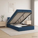 Ottoman seng med madras med hovedgærde Blå 120 x 190 cm Stof