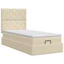 Ottoman seng med madras Cremefarvet 90 x 190 cm Stof